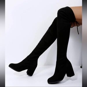 Over-the-Knee Suede Heeled Boots